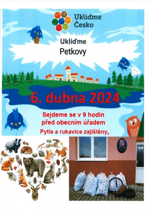 Ukliďme Česko - Petkovy a Čížovky v sobotu 6. dubna od 9h