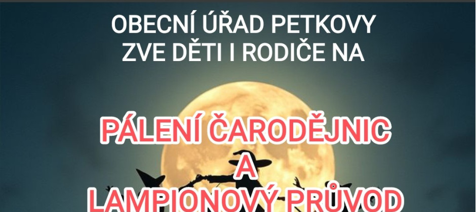 P&aacute;len&iacute; čarodějnic 30. 4. 2026 v 18 hodin